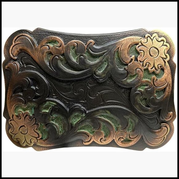 Zinc Western Floral Scroll Belt Buckle Fits 1-1/2\